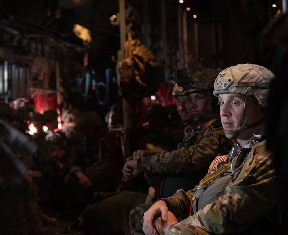 U.S. Army Airborne Soldiers Prepare for a Jump during Bright Star 2023.