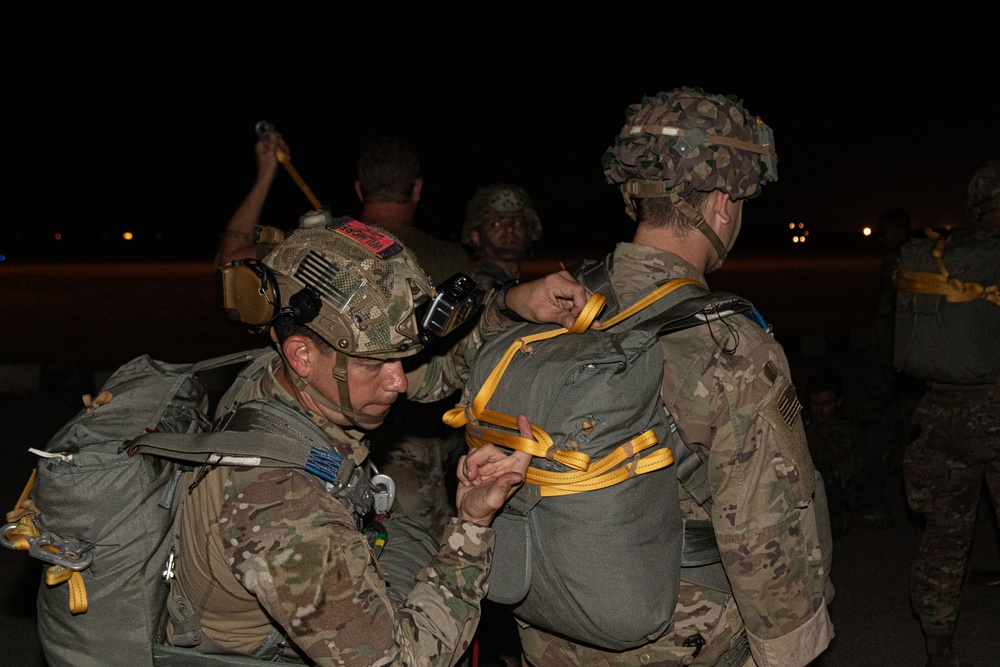 U.S. Army Airborne Soldiers Prepare for a Jump during Bright Star 2023