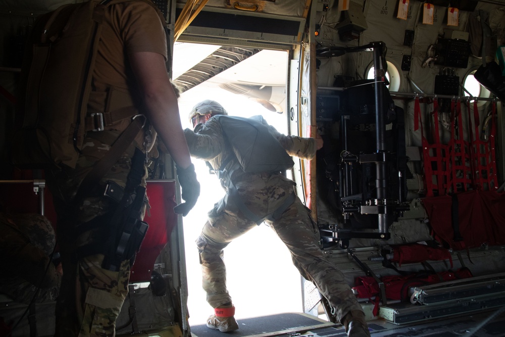 U.S. Army Airborne Soldiers Prepare for a Jump during Bright Star 2023.