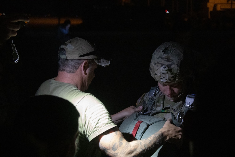 U.S. Army Airborne Soldiers Prepare for a Jump during Bright Star 2023.