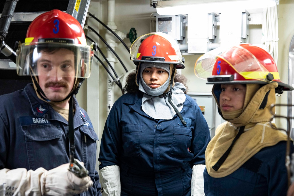 USS Ralph Johnson conducts IET drills.