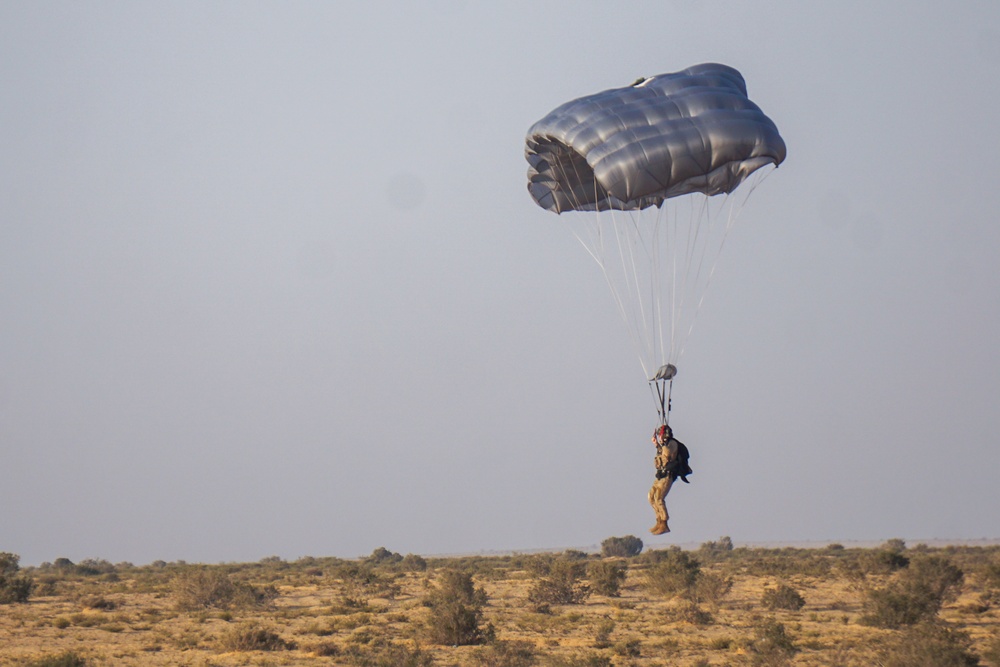 Multinational Special Operations Forces conduct military freefall jump during Bright Star 23