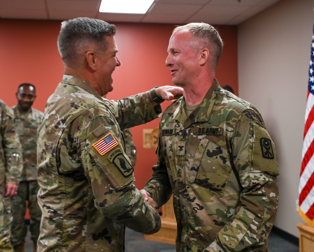 Promotion Ceremony Lt. Col. John Edwards to Colonel