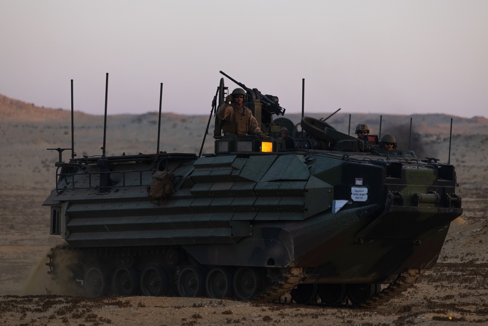 Marines with 3rd Assault Amphibian Bn. zero their weapons.