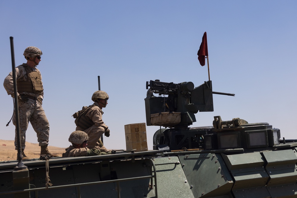 Marines with 3rd Assault Amphibian Bn. zero their weapons.