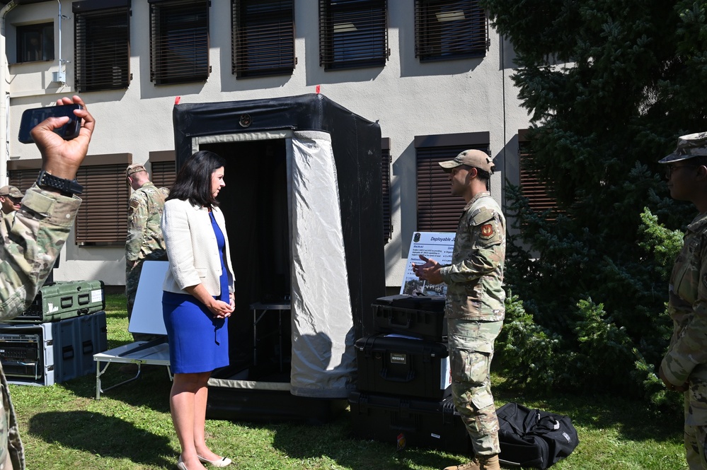 The Honorable Kristyn Jones visits with the 435th Air Ground Operations Wing