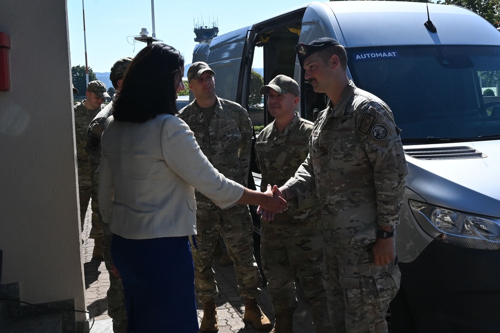 The Honorable Kristyn Jones visits with the 435th Air Ground Operations Wing