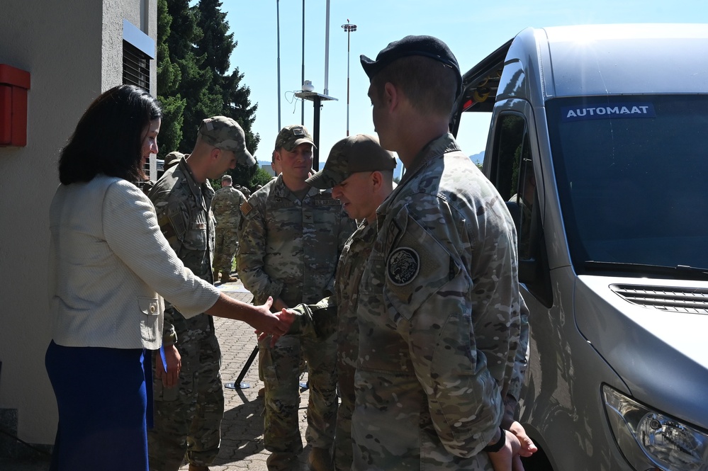 The Honorable Kristyn Jones visits with the 435th Air Ground Operations Wing