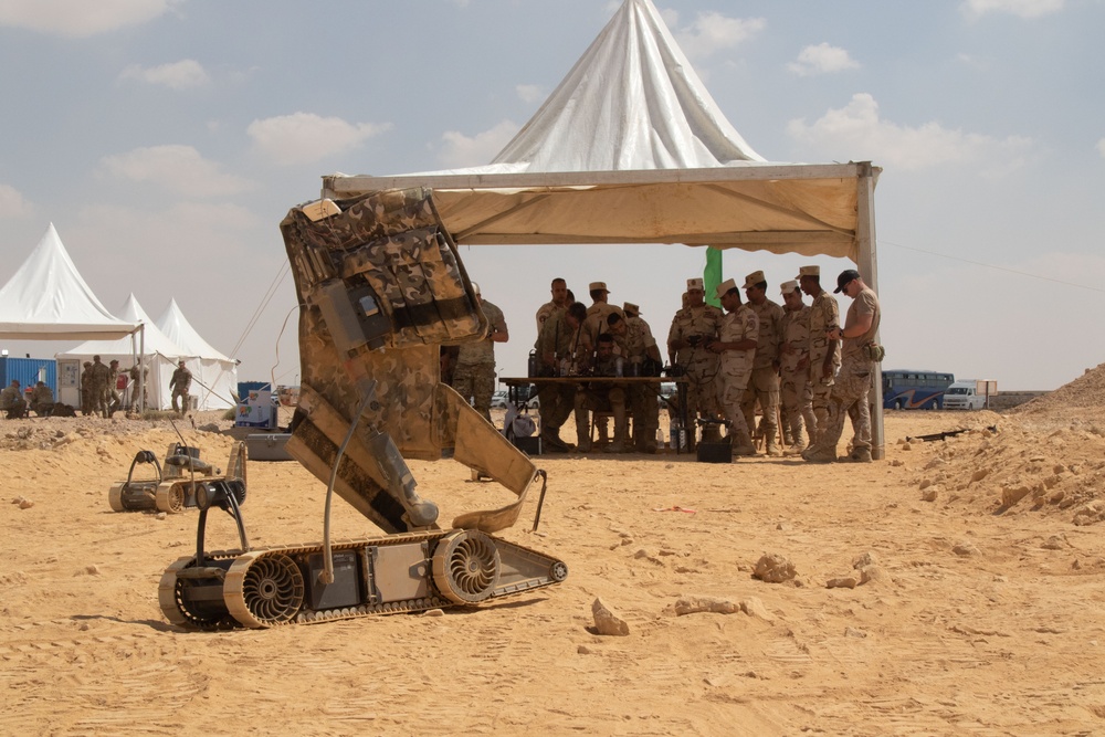 Explosive Ordinance Detonation robot demonstrates its capabilities