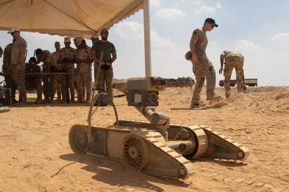 Explosive Ordinance Detonation robot demonstrates its capabilities