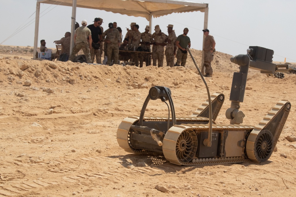 Explosive Ordinance Detonation robot demonstrates its capabilities