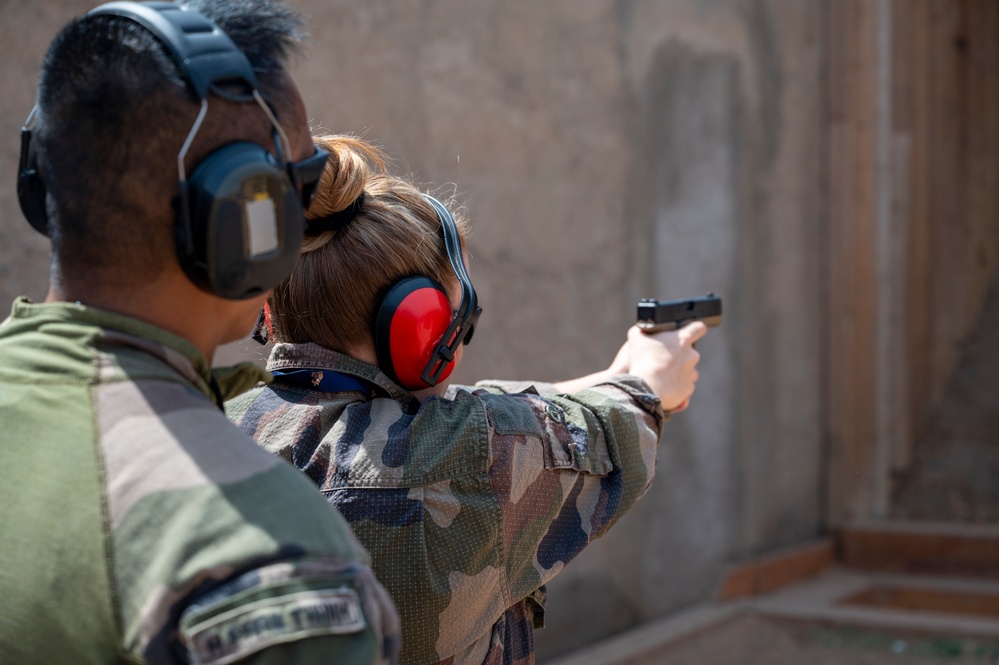 U.S. Army members with the 489th Civil Affairs Battalion,Southern European Task Force, Africa, joined members of the French armed forces for a cross-nation range exercise at their small arms range in Djibouti