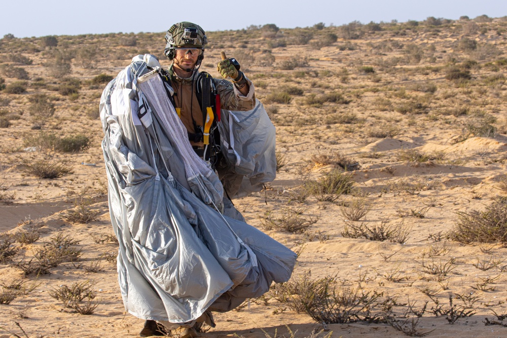 CENTCOM and Partner Nations Parachute During Multilateral Airborne Operation at Bright Star 2023