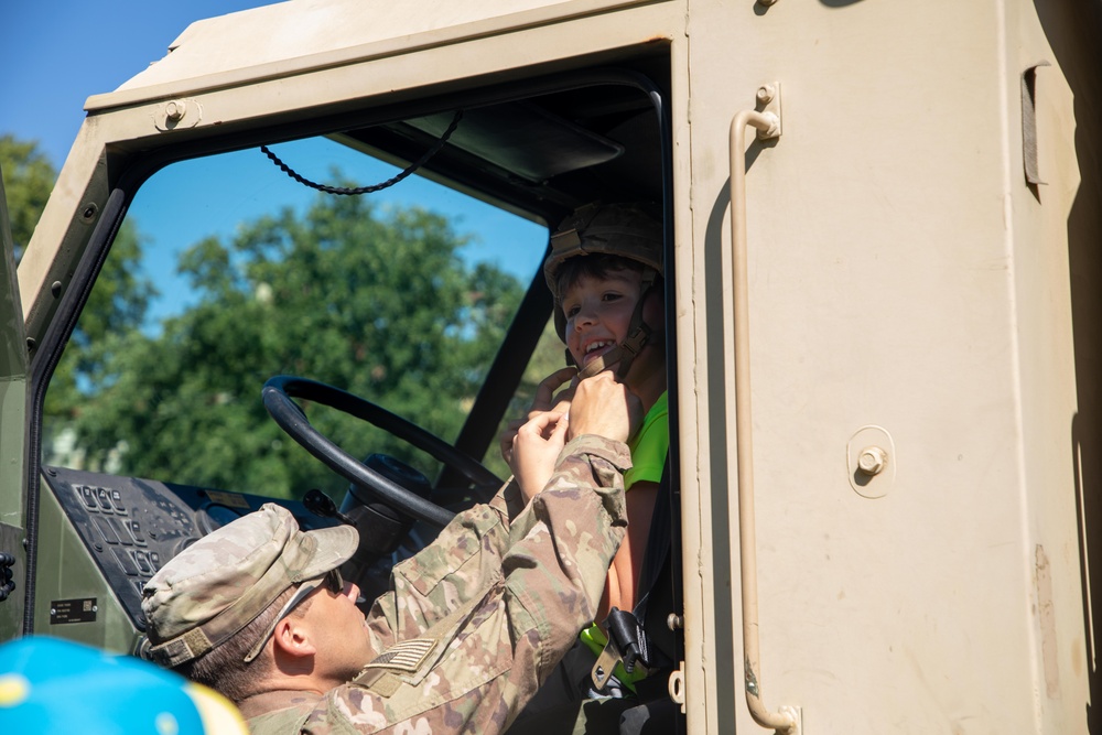 U.S. Army Soldiers participate in a community event in Poland