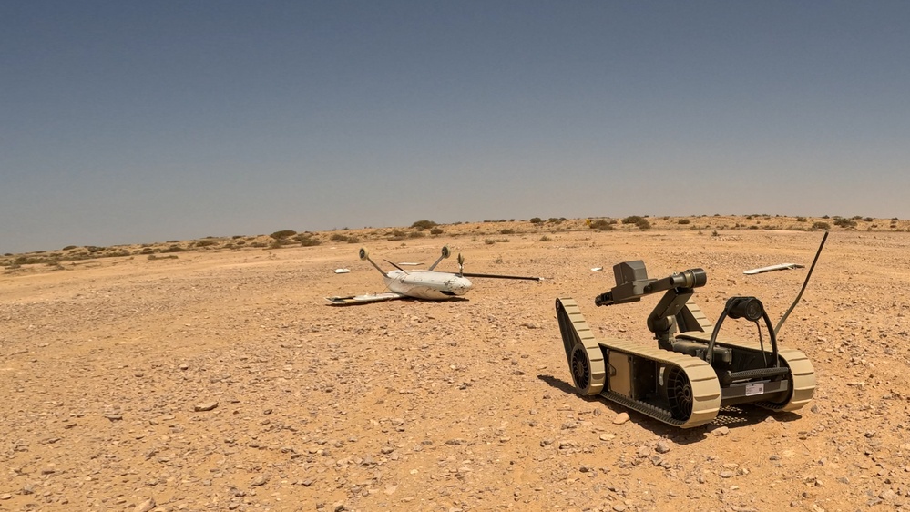 U.S. Army Soldiers and partners train to react to contaminated unmanned aerial systems (UAS) at Bright Star 23