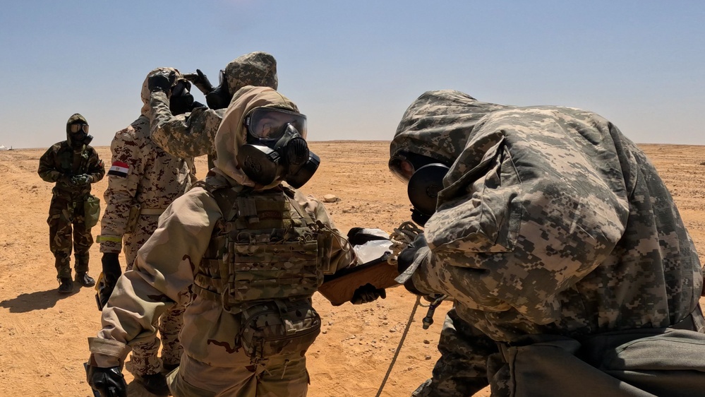 U.S. Army Soldiers and partners train to react to contaminated unmanned aerial systems (UAS) at Bright Star 23