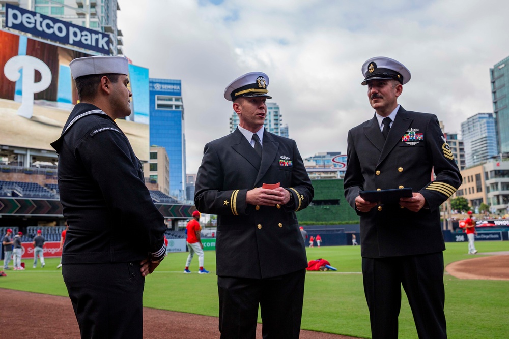 Abraham Lincoln Sailor reenlists at Petco Park