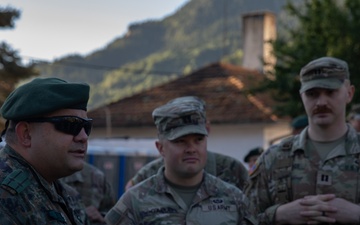 Soldiers from 10th Mountain Division and Bulgarian Land Forces 101st Alpine Regiment participate in the Rhodope 23 opening ceremony on Sep. 11, 2023, near Smolyan, Bulgaria