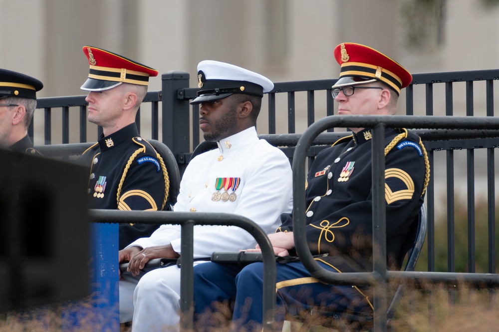The United States Navy Band and Armed Forces Joint Chorus takes part in the 2023 9/11 Rememberance Ceremony at the Pentagon
