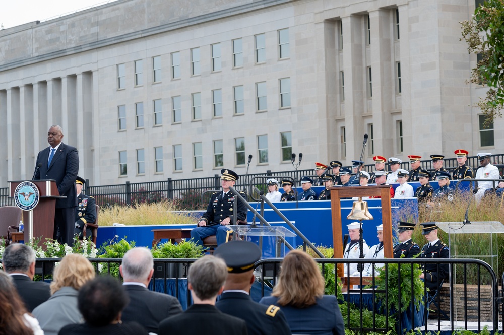 The United States Navy Band and Armed Forces Joint Chorus takes part in the 2023 9/11 Rememberance Ceremony at the Pentagon