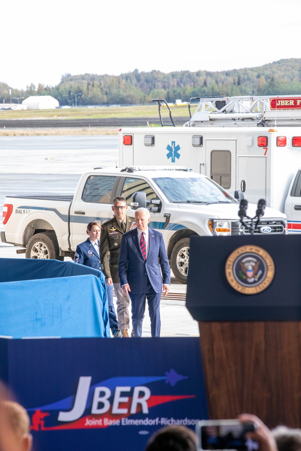 President Biden speaks to service members to commemorate 22nd anniversary of 9/11 at JBER