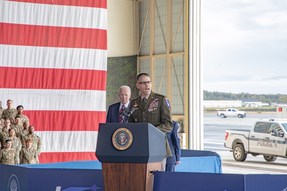 President Biden speaks to service members to commemorate 22nd anniversary of 9/11 on JBER [2 of 7]
