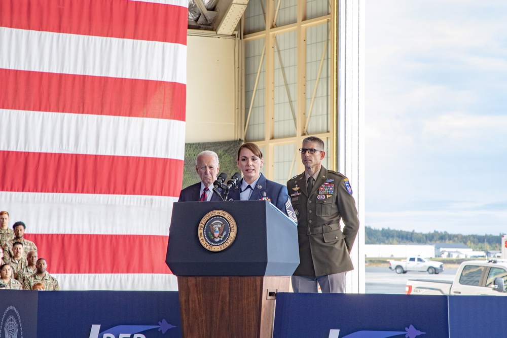 President Biden speaks to service members to commemorate 22nd anniversary of 9/11 on JBER [3 of 7]