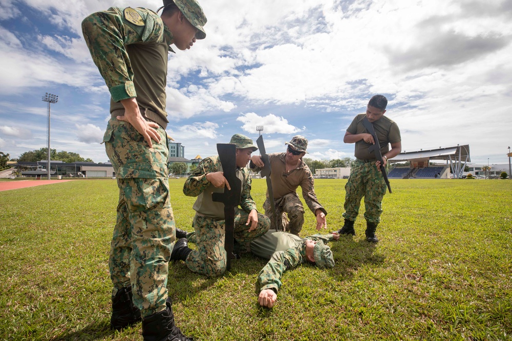 Service Members Conduct Force Protection Subject Matter Expert Exchange During CARAT Brunei 2023