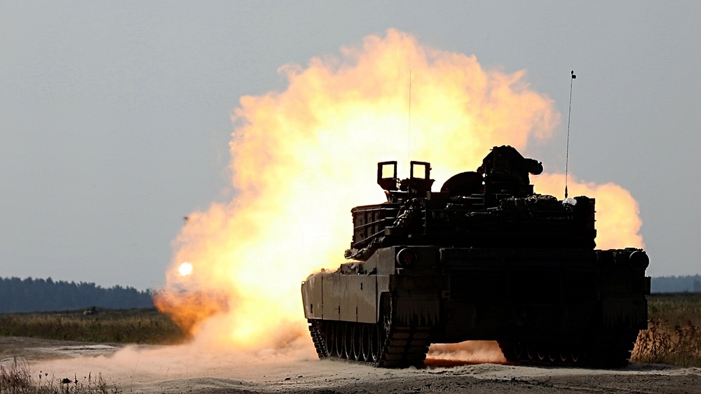 Task Force Marne M1A2 Abrams tank crews engage targets in Poland