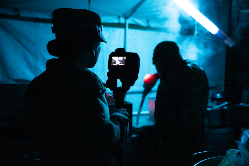 Public affairs documents culinary specialists keeping troops fueled during Saber Junction 23