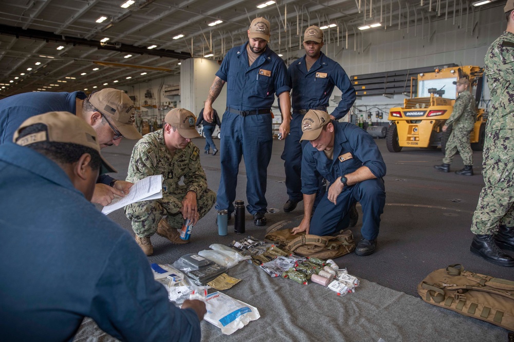 USS Abraham Lincoln Sailors test search and rescue equipment