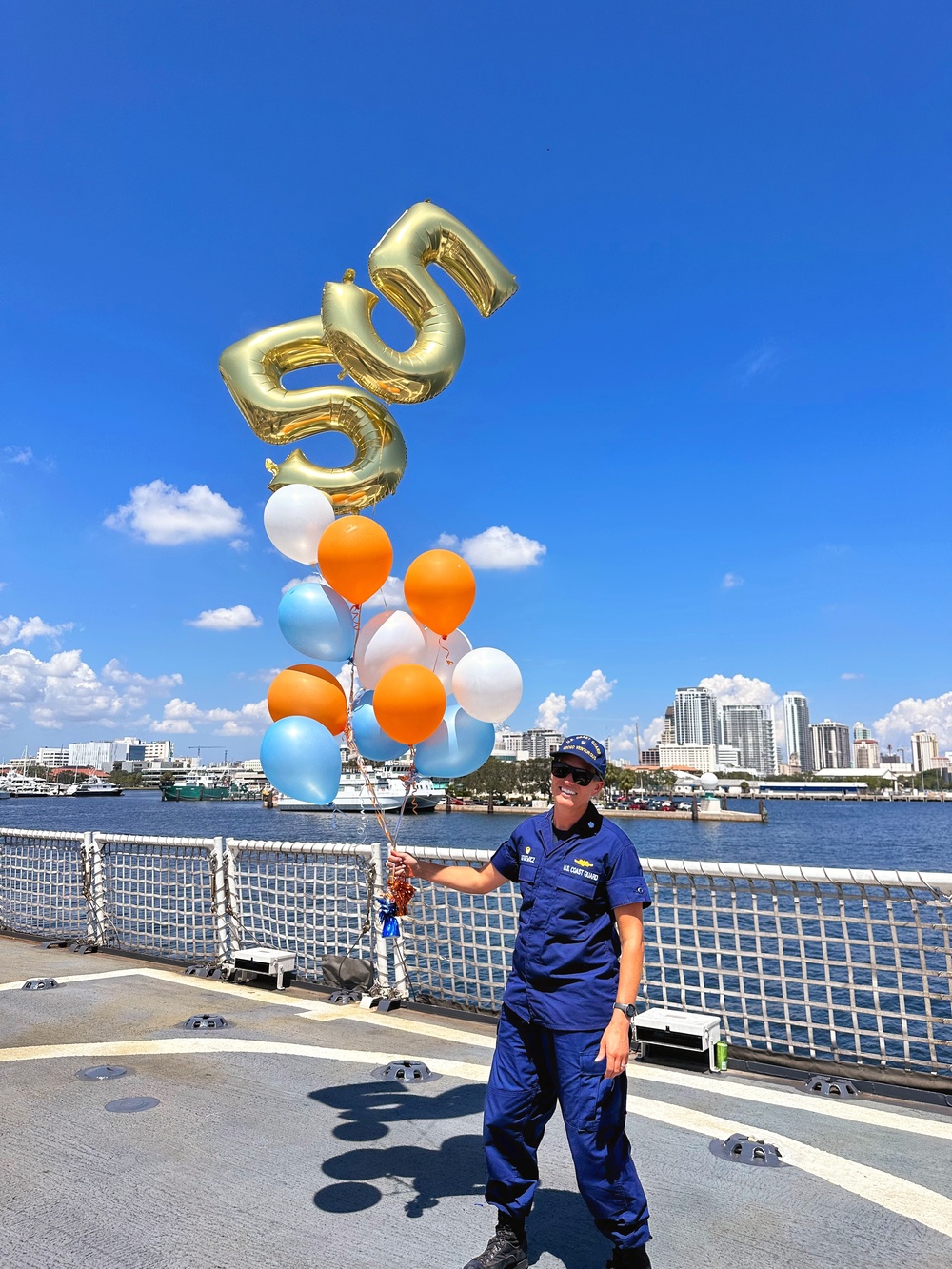 US Coast Guard Cutter Venturous crew members celebrate cutter's 55th birthday