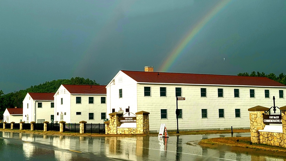 Rainbow over Fort McCoy's historic Commemorative Area