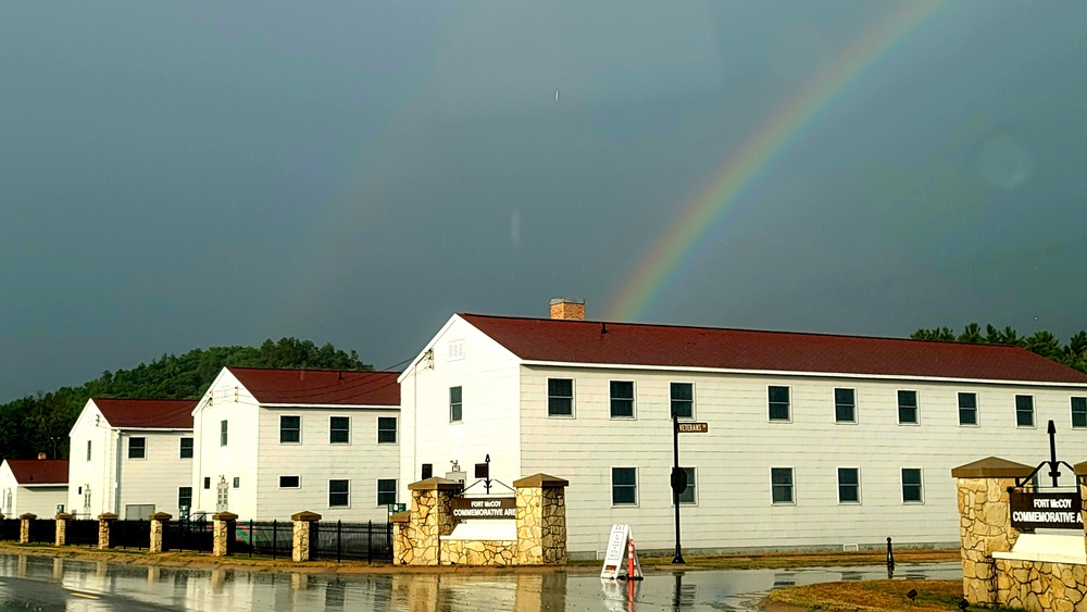 Rainbow over Fort McCoy's historic Commemorative Area