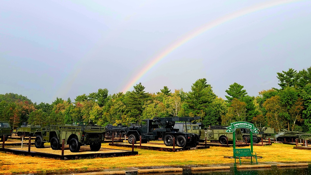 Rainbow over Fort McCoy's historic Commemorative Area