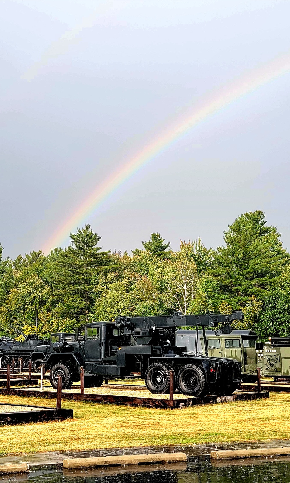 Rainbow over Fort McCoy's historic Commemorative Area