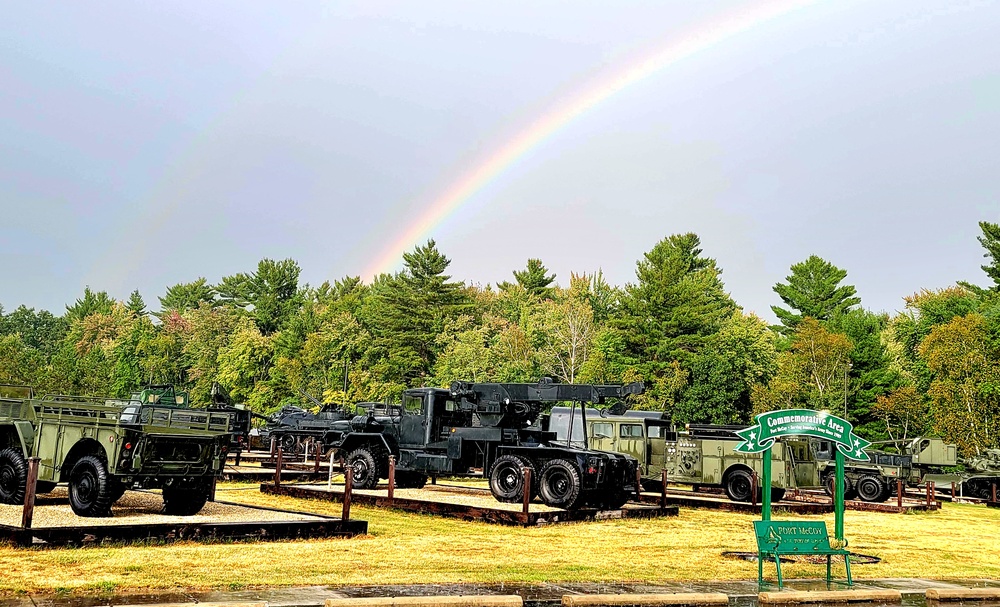 Rainbow over Fort McCoy's historic Commemorative Area