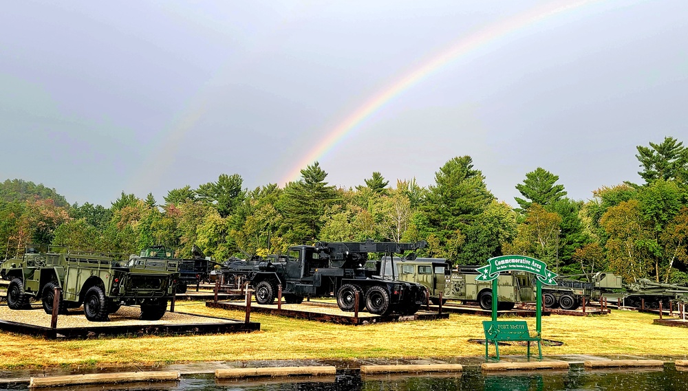 Rainbow over Fort McCoy's historic Commemorative Area