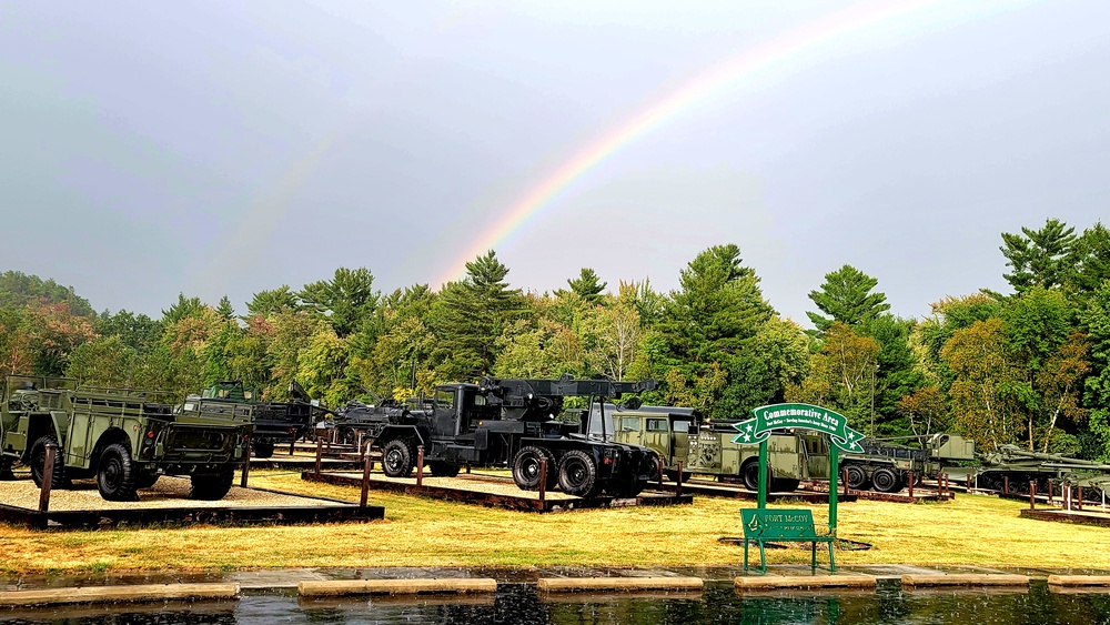 Rainbow over Fort McCoy's historic Commemorative Area