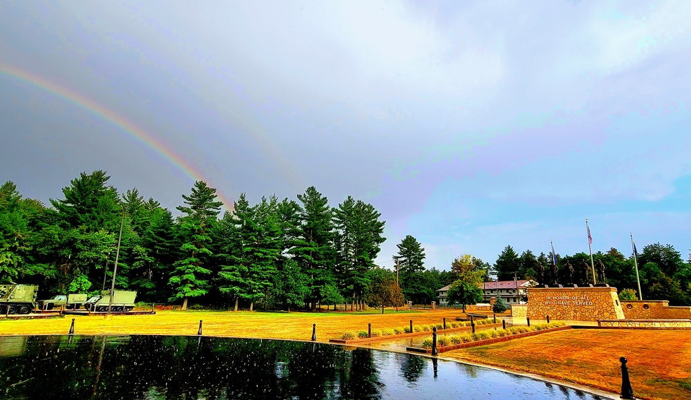 Rainbow over Fort McCoy's historic Commemorative Area