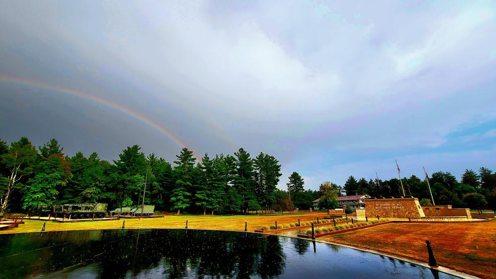 Rainbow over Fort McCoy's historic Commemorative Area