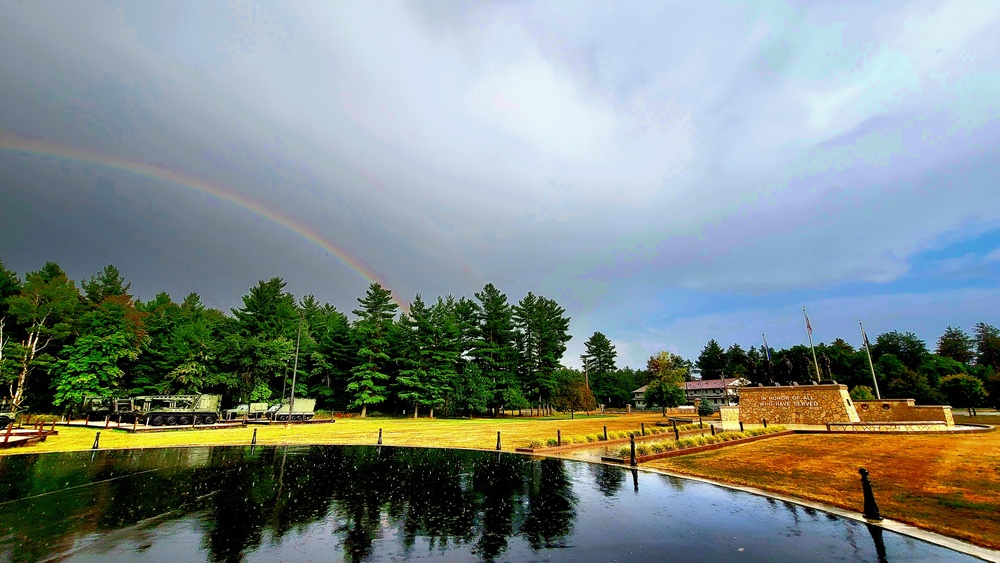 Rainbow over Fort McCoy's historic Commemorative Area