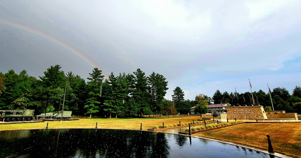 Rainbow over Fort McCoy's historic Commemorative Area