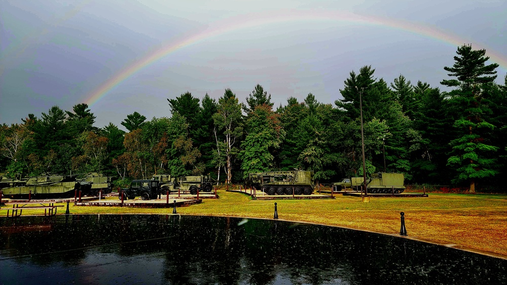 Rainbow over Fort McCoy's historic Commemorative Area