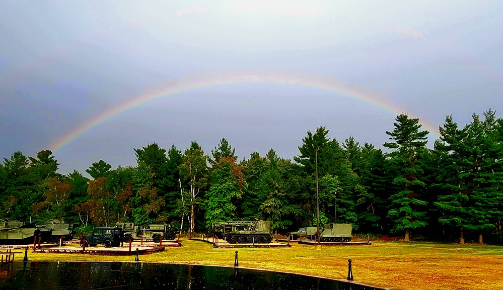 Rainbow over Fort McCoy's historic Commemorative Area