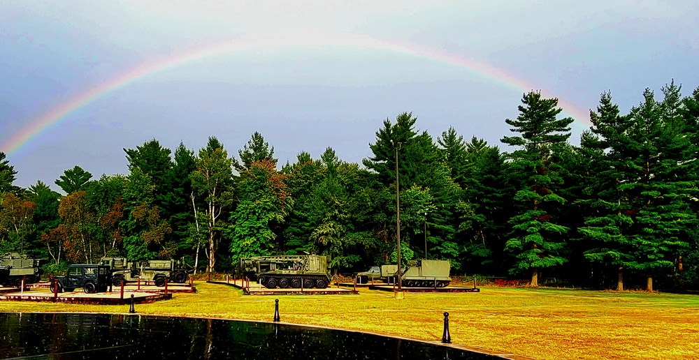 Rainbow over Fort McCoy's historic Commemorative Area