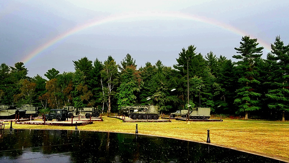 Rainbow over Fort McCoy's historic Commemorative Area