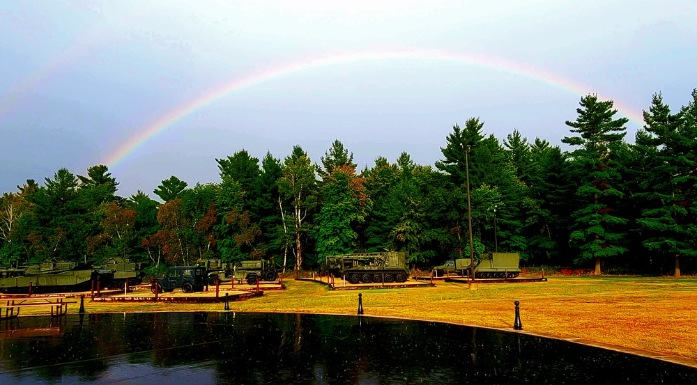 Rainbow over Fort McCoy's historic Commemorative Area