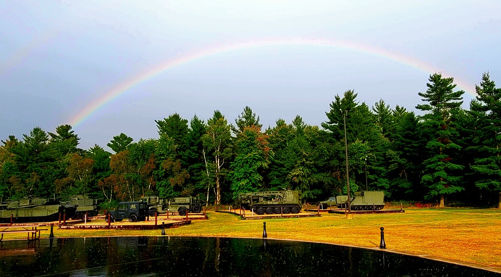 Rainbow over Fort McCoy's historic Commemorative Area