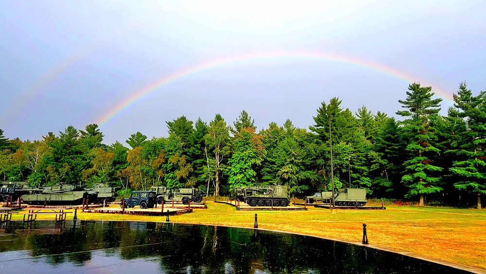 Rainbow over Fort McCoy's historic Commemorative Area